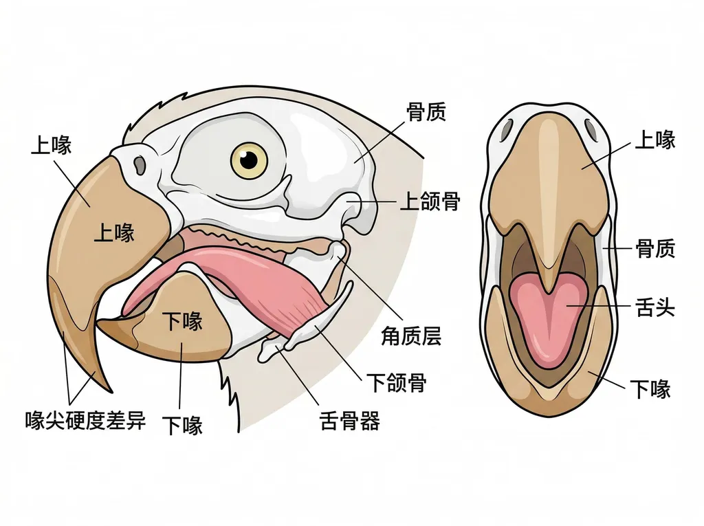 鹦鹉喙部解剖结构图