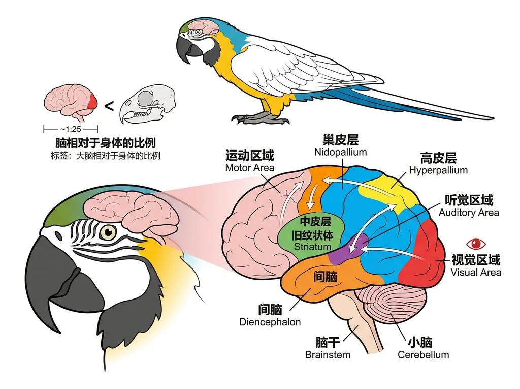 鹦鹉大脑结构分区图