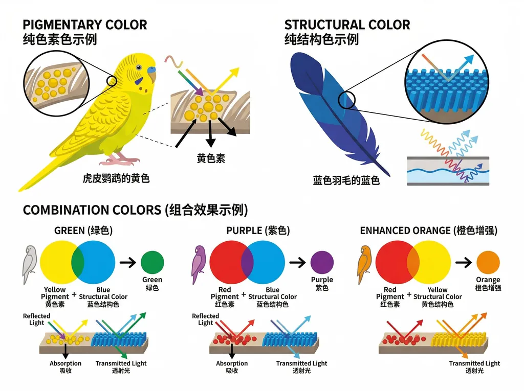 羽毛色彩产生机制综合图