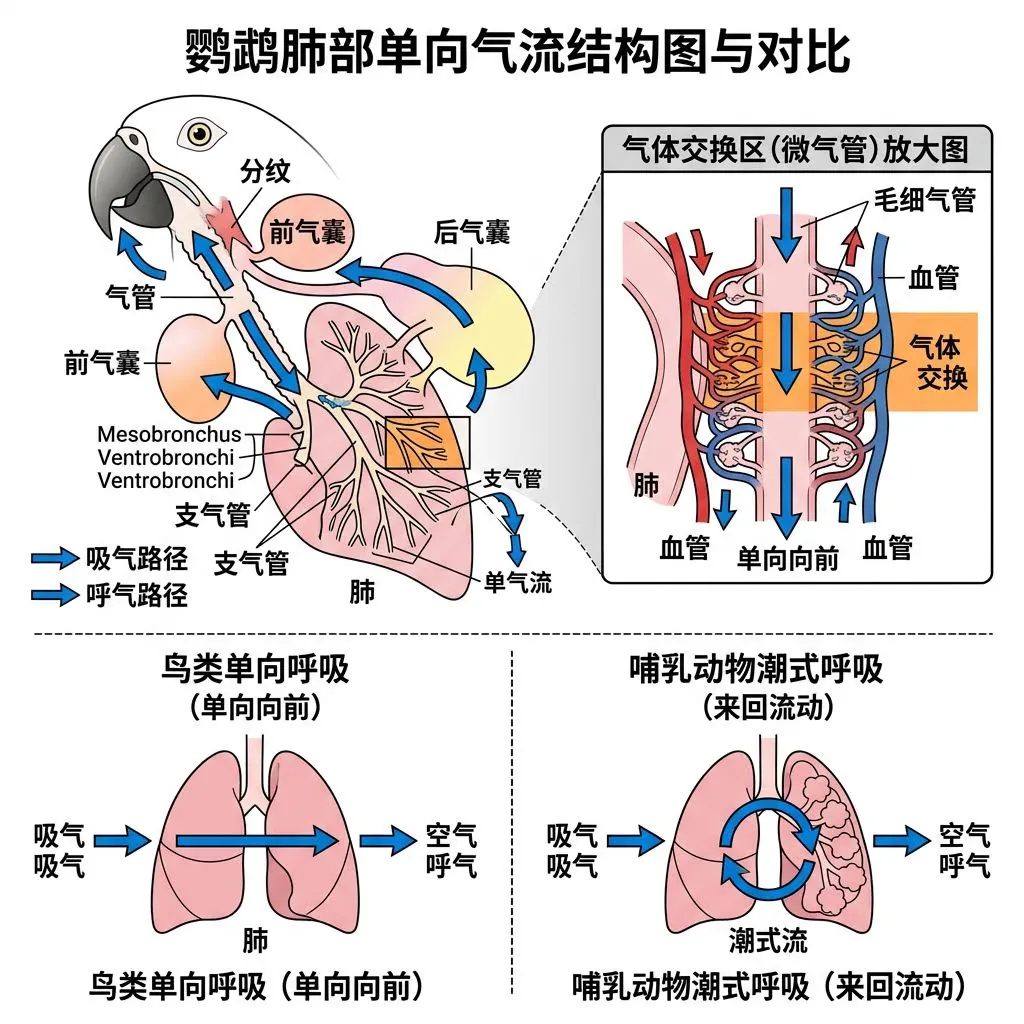鸟类肺部结构图