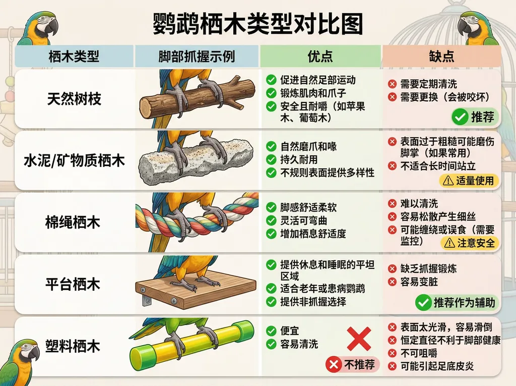栖木类型对比图