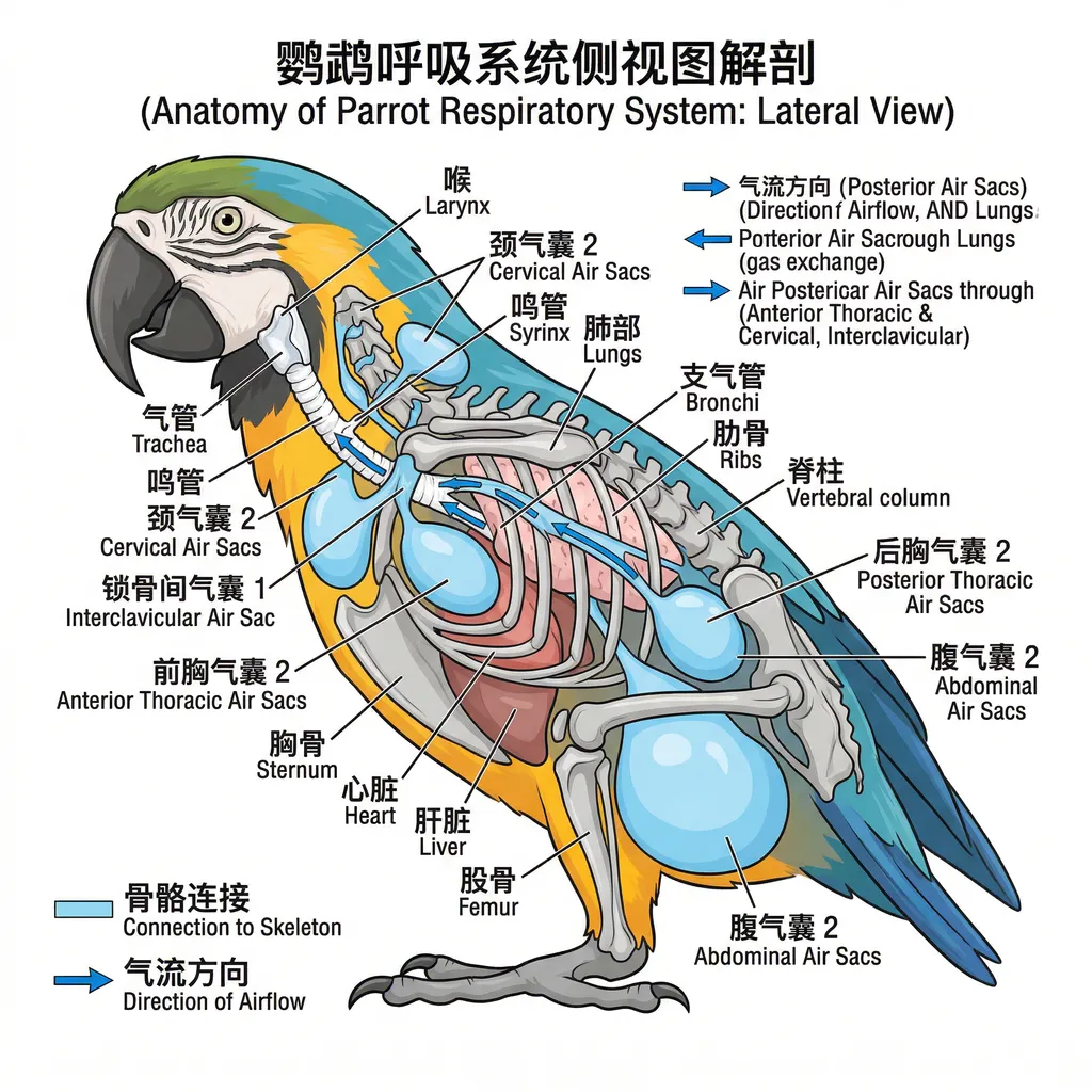 鸟类呼吸系统结构图