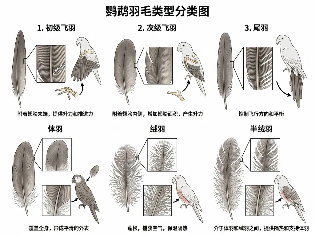 羽毛类型结构图