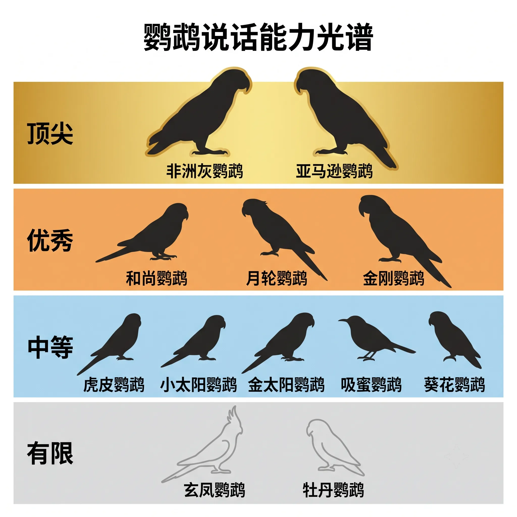 12种鹦鹉说话能力光谱对比图