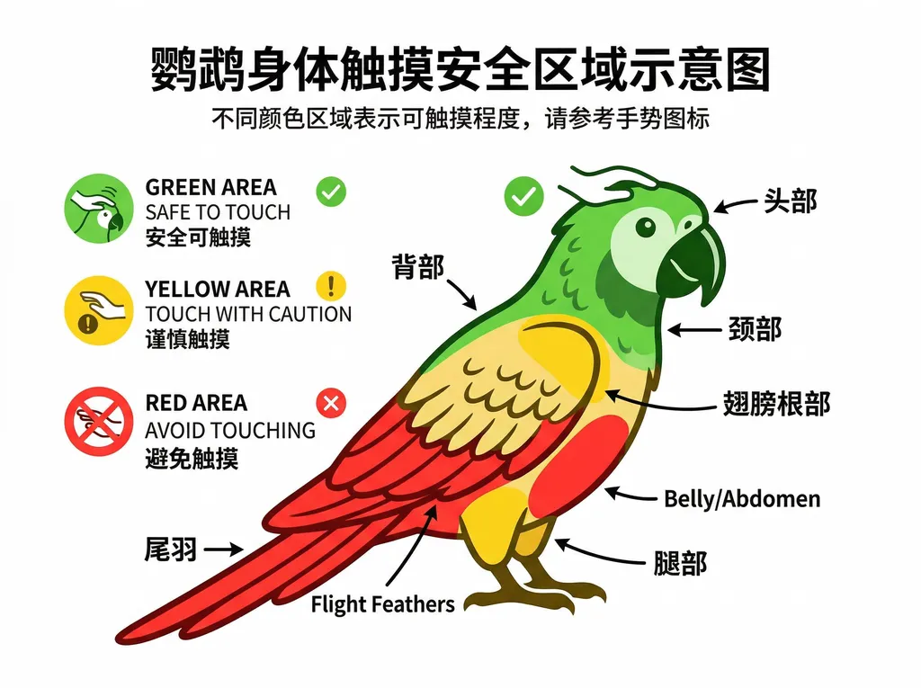 鹦鹉触摸安全区域示意图